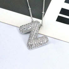 Load image into Gallery viewer, Copper Inlaid Zircon Letter Pendant Necklace