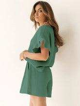 Load image into Gallery viewer, Ruffled Round Neck Top and Shorts Set
