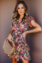 Load image into Gallery viewer, Printed Surplice Puff Sleeve Mini Dress