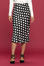 Load image into Gallery viewer, RENEE C Polka Dot Satin Midi Skirt