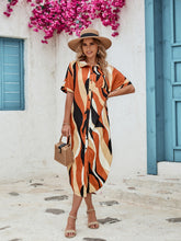 Load image into Gallery viewer, Slit Printed Short Sleeve Shirt Dress