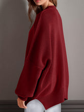 Load image into Gallery viewer, Double Take Side Slit Round Neck Long Sleeve Sweater