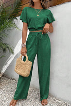 Load image into Gallery viewer, Round Neck Short Sleeve Top and Pants Set