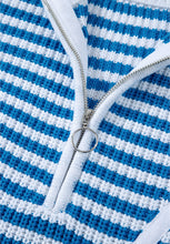 Load image into Gallery viewer, Striped Half Zip Mock Neck Long Sleeve Sweater