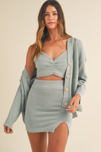 Load image into Gallery viewer, MABLE 3 Pieces Sweater Set with Crop Cami, Mini Skirt, Cardigan