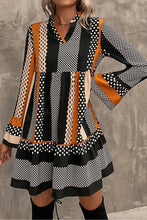 Load image into Gallery viewer, Printed Notched Long Sleeve Mini Dress