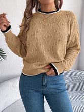 Load image into Gallery viewer, Contrast Trim Round Neck Long Sleeve Sweater