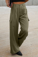 Load image into Gallery viewer, Ruched Wide Leg Pants with Pockets