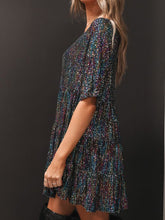 Load image into Gallery viewer, Full Size Sequin Round Neck Half Sleeve Mini Dress