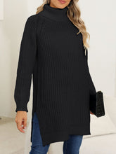 Load image into Gallery viewer, Slit Turtleneck Long Sleeve Sweater
