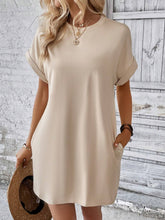 Load image into Gallery viewer, Round Neck Short Sleeve Mini Dress