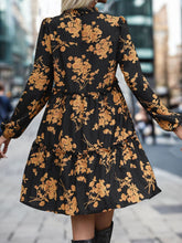 Load image into Gallery viewer, Perfee Frill Printed Long Sleeve Mini Dress