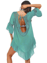 Load image into Gallery viewer, Backless Cutout Three-Quarter Sleeve Cover Up