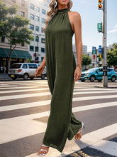 Load image into Gallery viewer, Tied Grecian Wide Leg Jumpsuit