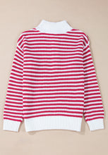 Load image into Gallery viewer, Striped Half Zip Mock Neck Long Sleeve Sweater