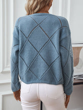 Load image into Gallery viewer, Openwork Round Neck Long Sleeve Knit Top