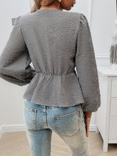 Load image into Gallery viewer, Devine Tied Round Neck Long Sleeve Blouse