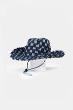 Load image into Gallery viewer, Fame Checkered Fringe Denim Cowboy Hat