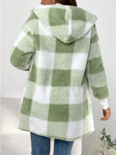 Load image into Gallery viewer, Plaid Long Sleeve Hooded Coat