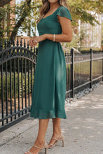 Load image into Gallery viewer, Cutout Ruffle Hem Cap Sleeve Dress