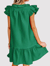 Load image into Gallery viewer, Ruffled Tie Neck Cap Sleeve Dress