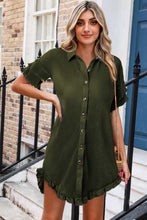 Load image into Gallery viewer, Ruffled Button Up Short Sleeve Dress