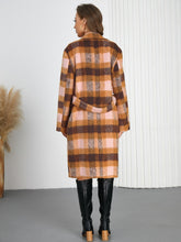 Load image into Gallery viewer, Tied Plaid Collared Neck Coat