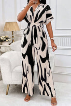 Load image into Gallery viewer, Printed V-Neck Short Sleeve Wide Leg Jumpsuit