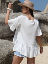 Load image into Gallery viewer, Lace Detail Round Neck Half Sleeve Blouse