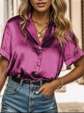 Load image into Gallery viewer, Button Up Collared Neck Short Sleeve Shirt