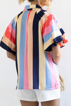 Load image into Gallery viewer, Color Block Button Up Balloon Sleeve Shirt