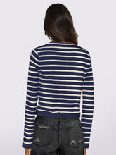 Load image into Gallery viewer, Striped Round Neck Button Up Long Sleeve Cardigan