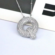 Load image into Gallery viewer, Copper Inlaid Zircon Letter Pendant Necklace