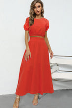Load image into Gallery viewer, Puff Sleeve Crop Top and Maxi Skirt Set