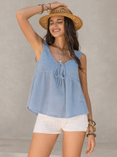 Load image into Gallery viewer, Textured Tied V-Neck Tank
