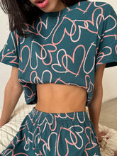 Load image into Gallery viewer, Printed Round Neck Top and Shorts Set