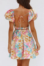 Load image into Gallery viewer, Backless Floral Short Sleeve Mini Dress