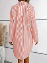 Load image into Gallery viewer, Striped Button Up Long Sleeve Mini Shirt Dress