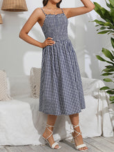 Load image into Gallery viewer, Smocked Plaid Square Neck Cami Dress