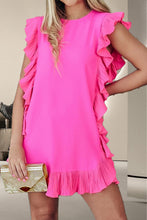 Load image into Gallery viewer, Ruffled Round Neck Cap Sleeve Mini Dress