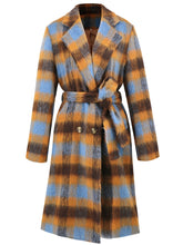 Load image into Gallery viewer, Tied Plaid Collared Neck Coat