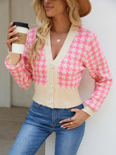 Load image into Gallery viewer, Houndstooth Button Up Long Sleeve Cardigan
