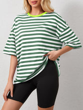 Load image into Gallery viewer, Striped Round Neck Half Sleeve T-Shirt
