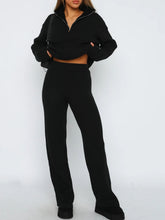 Load image into Gallery viewer, Quarter Zip Long Sleeve Top and Pants Set