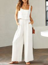 Load image into Gallery viewer, Square Neck Top and Wide Leg Pants Set