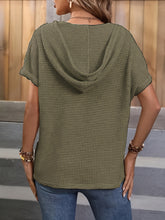 Load image into Gallery viewer, Waffle-Knit Hooded Short Sleeve Top