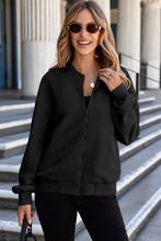 Load image into Gallery viewer, Texture Zip Up Baseball Collar Long Sleeve Jacket