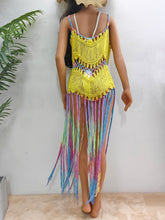 Load image into Gallery viewer, Fringe Scoop Neck Spaghetti Strap Cover-Up