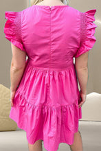 Load image into Gallery viewer, Ruffled Round Neck Cap Sleeve Mini Dress