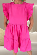 Load image into Gallery viewer, Ruffled Round Neck Cap Sleeve Mini Dress